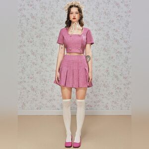 NWT PINK LILAC Tweed Mini Skirt SIZE SMALL NEW TEXTURED